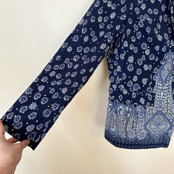 Eloquii by The Limited Womens Navy Blue Paisley Lightweight 1 Button Blazer 16W - Picture 5 of 14